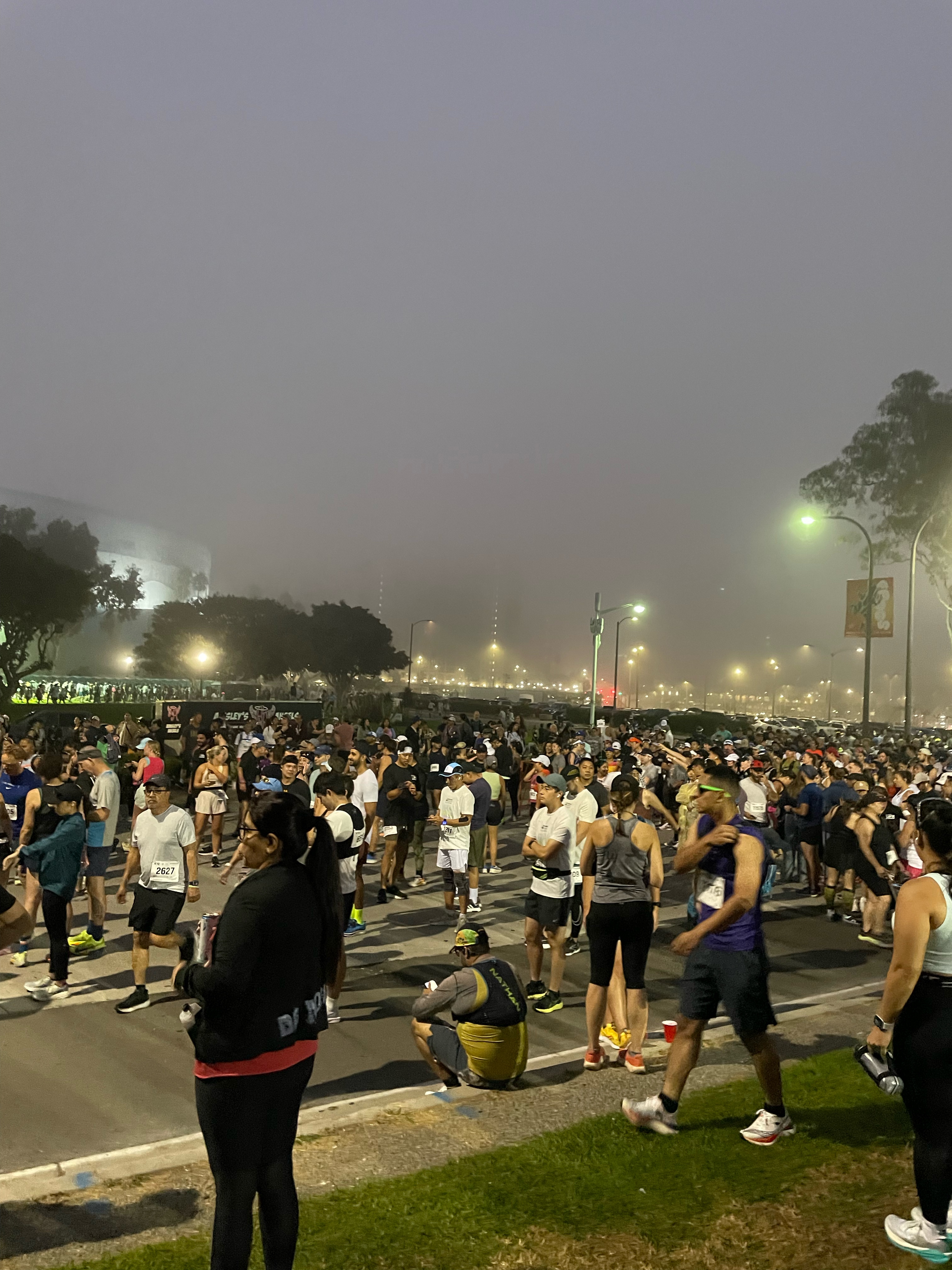 Crowd of runners getting ready