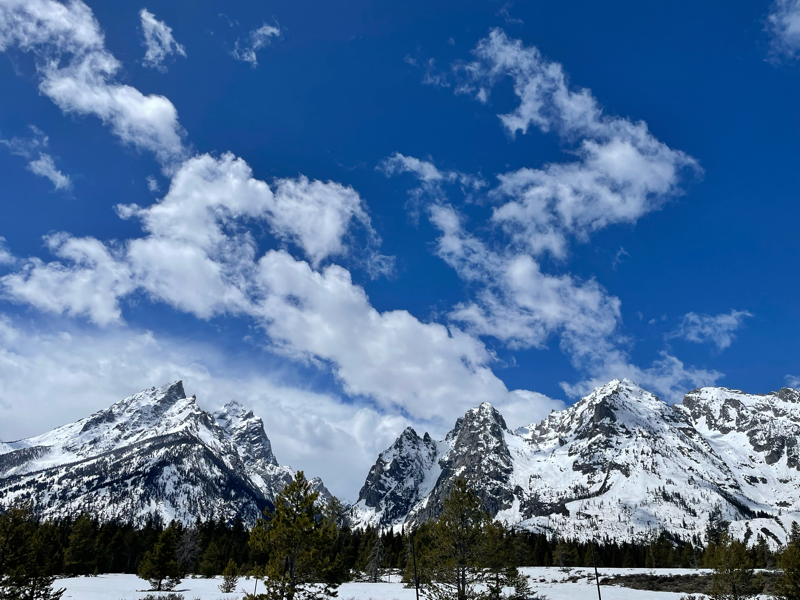 Picture of snow covered mountains in the Tetons